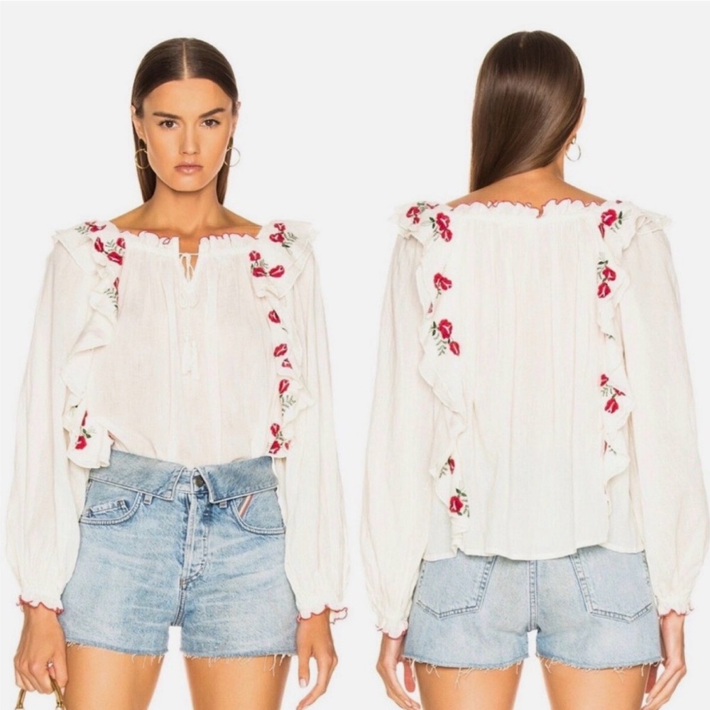 The GREAT embroidered rose song top
